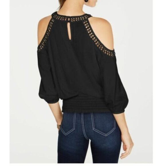 I.N.C. Crochet-Trim Cold-Shoulder Top - Picture 2 of 9